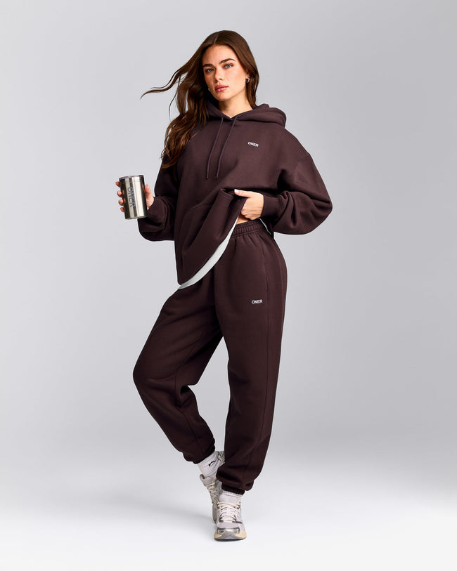 Foundations Cosy Oversized Hoodie | Plum Brown