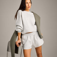 Foundations Cosy Oversized Shorts | Light Grey Marl