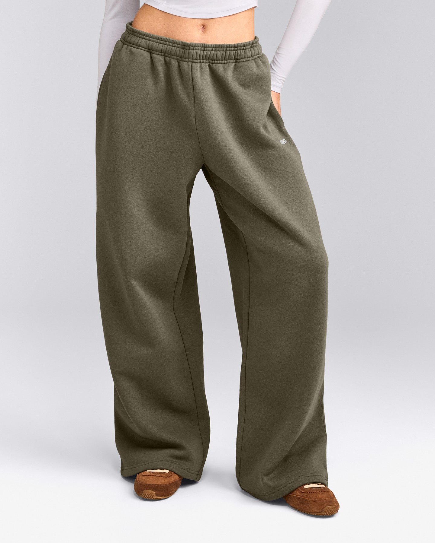 Foundations Cosy Oversized Straight Leg Joggers | Alpine Green