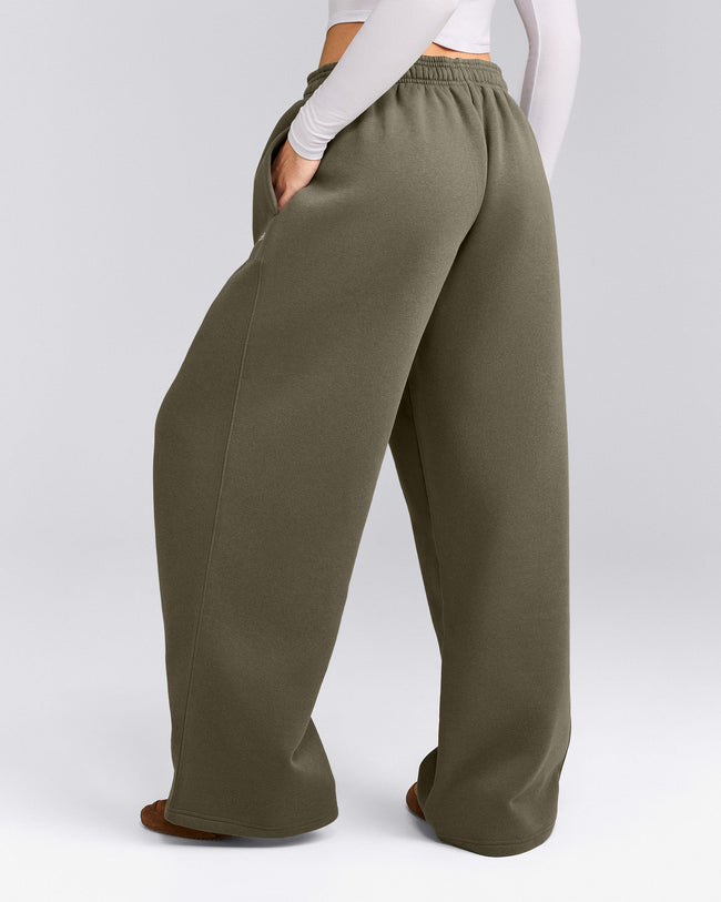 Foundations Cosy Oversized Straight Leg Joggers | Alpine Green