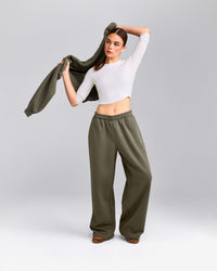 Foundations Cosy Oversized Straight Leg Joggers | Alpine Green