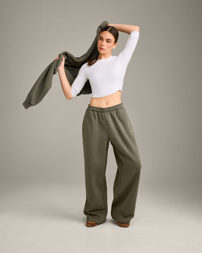 Foundations Cosy Oversized Straight Leg Joggers | Alpine Green