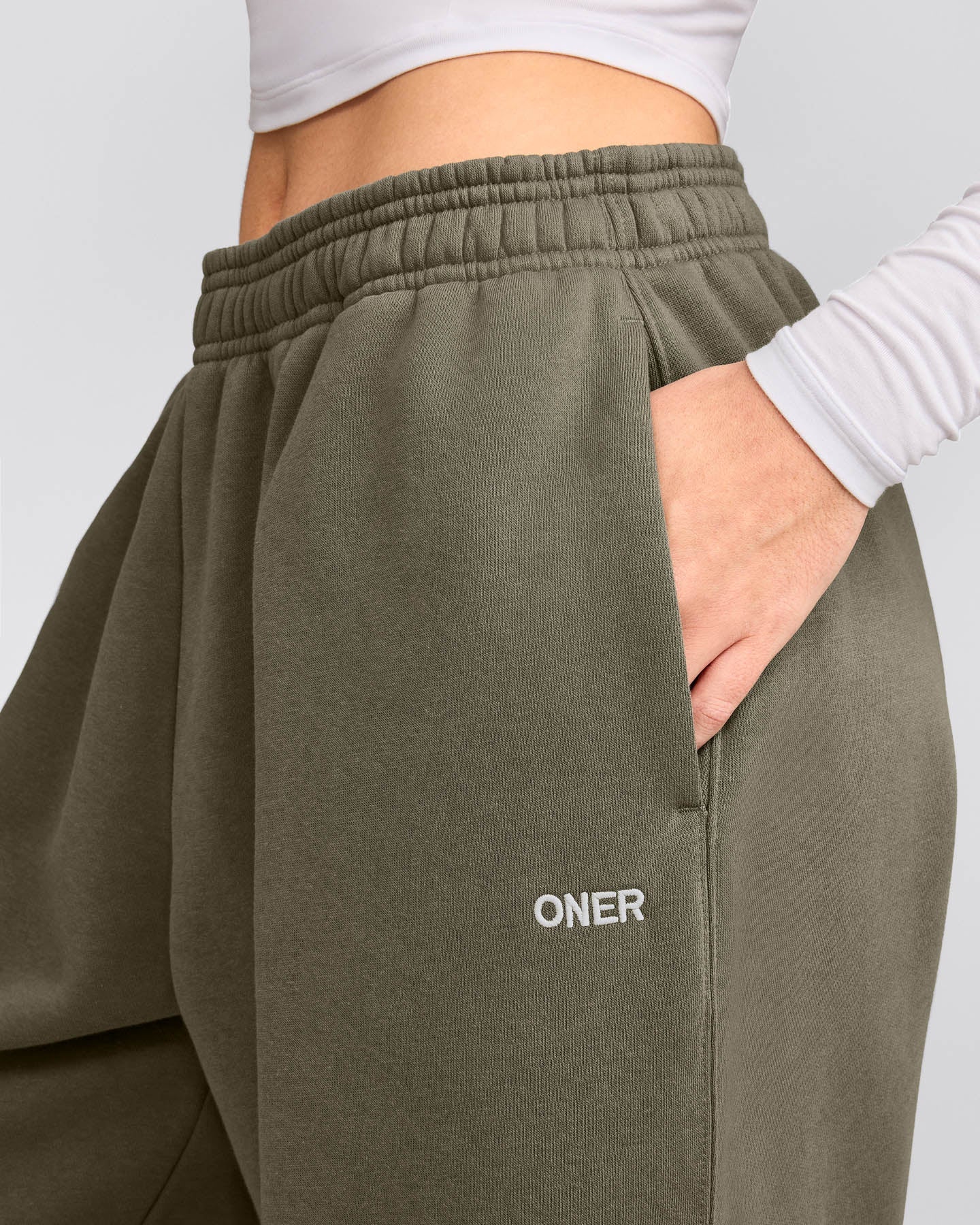 Foundations Cosy Oversized Straight Leg Joggers | Alpine Green