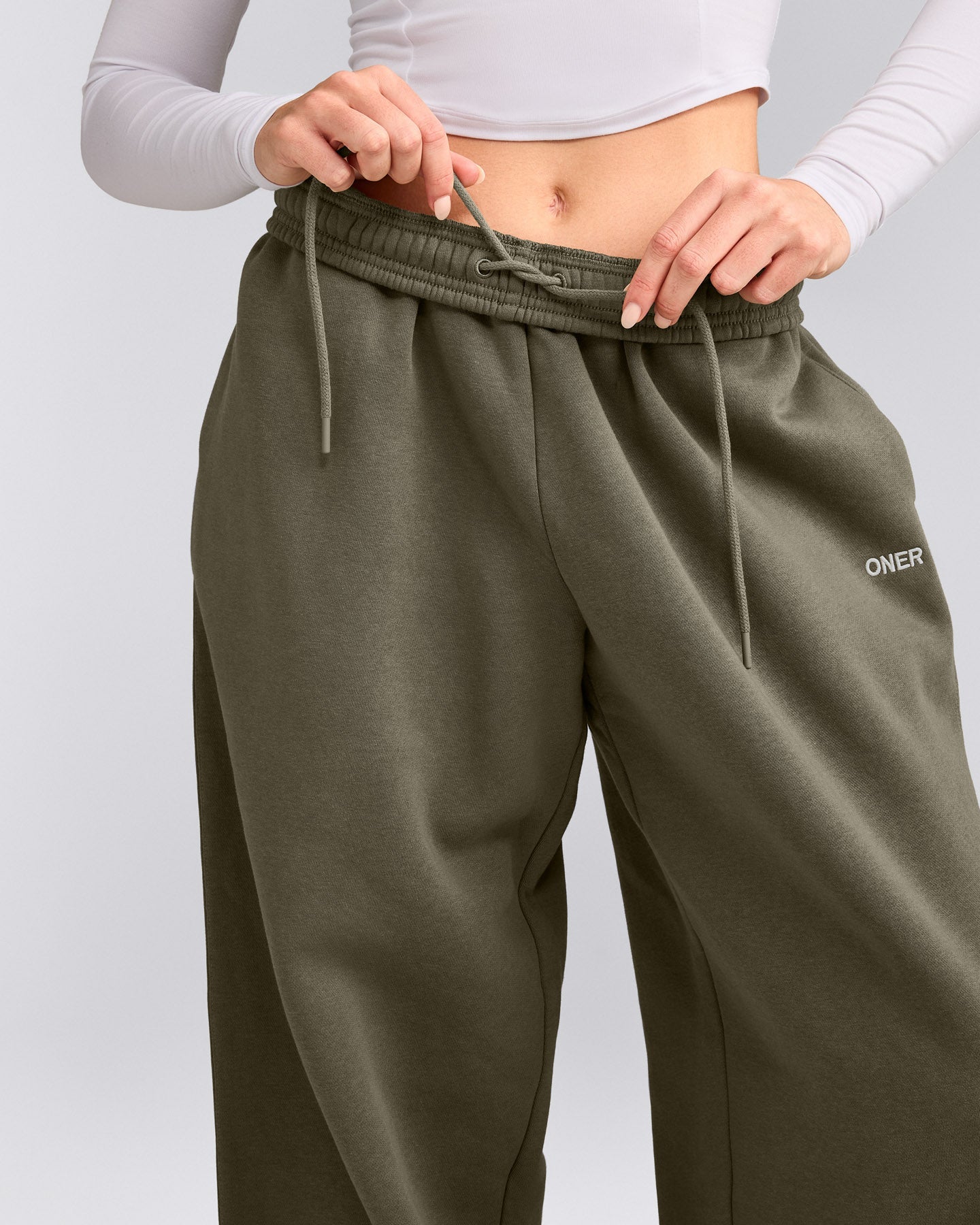 Foundations Cosy Oversized Straight Leg Joggers | Alpine Green