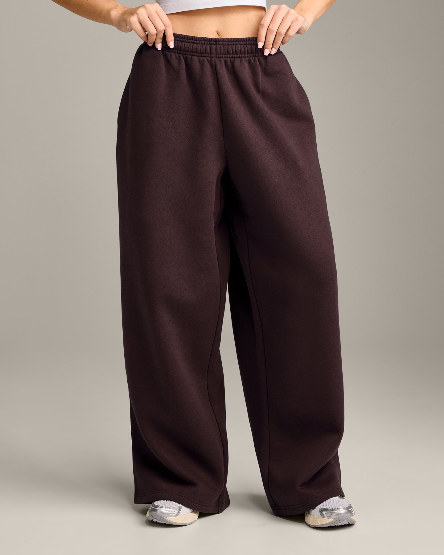 Foundations Cosy Oversized Straight Leg Joggers | Plum Brown