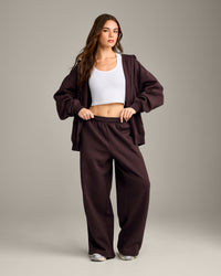 Foundations Cosy Oversized Straight Leg Joggers | Plum Brown