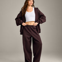 Foundations Cosy Oversized Straight Leg Joggers | Plum Brown