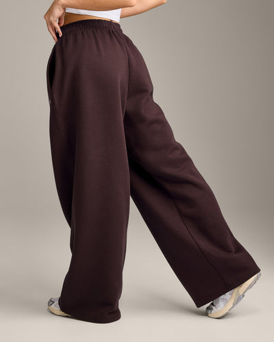 Foundations Cosy Oversized Straight Leg Joggers | Plum Brown