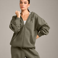 Foundations Cosy Oversized Zip Through Hoodie | Alpine Green