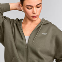 Foundations Cosy Oversized Zip Through Hoodie | Alpine Green