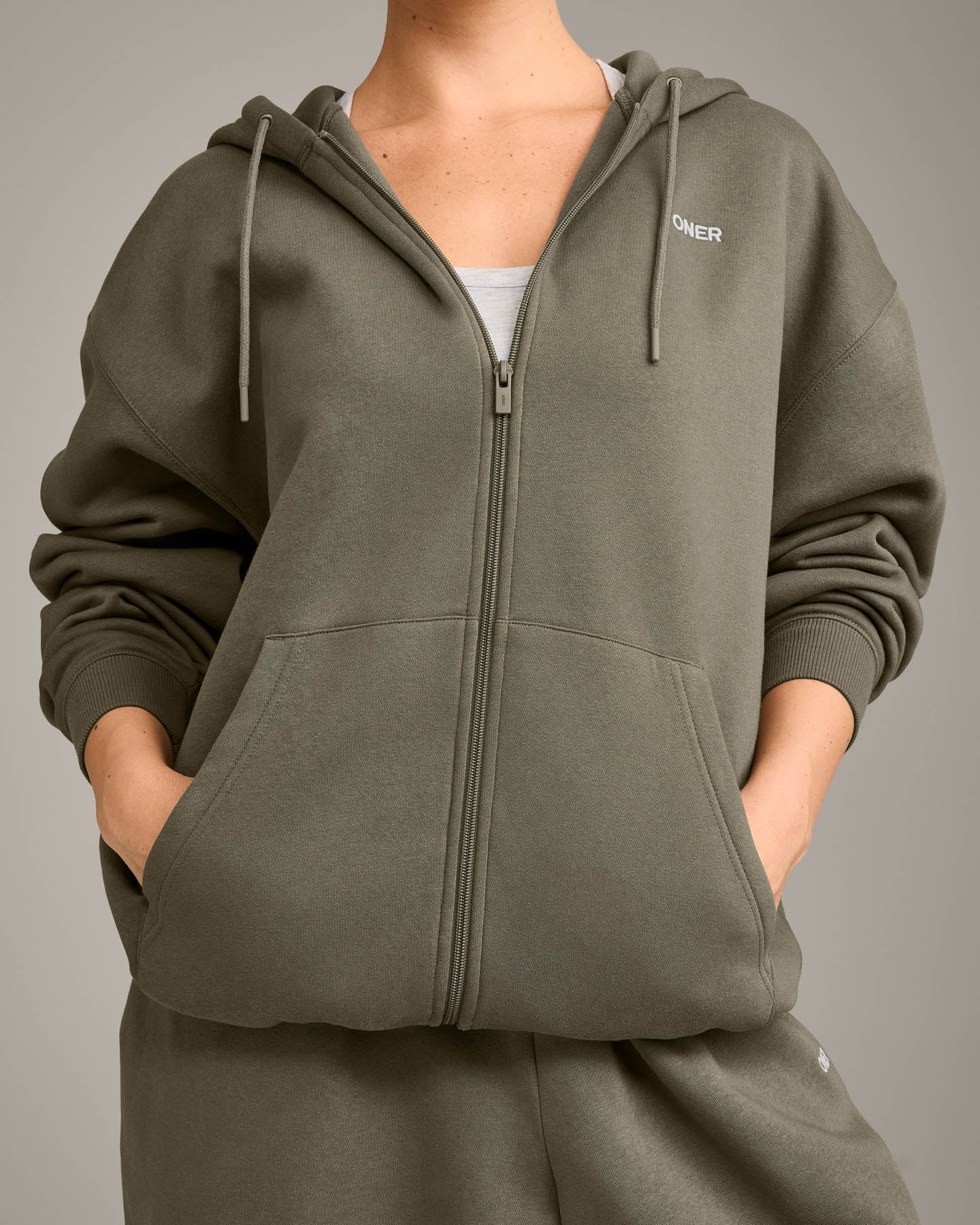 Foundations Cosy Oversized Zip Through Hoodie | Alpine Green
