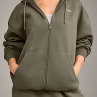 Foundations Cosy Oversized Zip Through Hoodie | Alpine Green