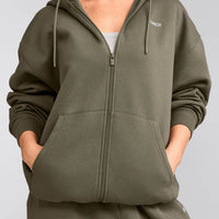 Foundations Cosy Oversized Zip Through Hoodie | Alpine Green