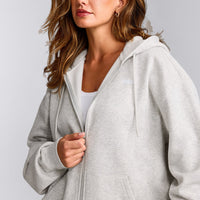 Foundations Cosy Oversized Zip Through Hoodie | Light Grey Marl