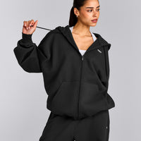 Foundations Cosy Oversized Zip Up Hoodie | Soft Black