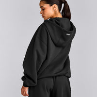 Foundations Cosy Oversized Zip Up Hoodie | Soft Black