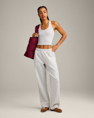 Foundations Cosy Straight Leg Joggers | Light Grey Marl