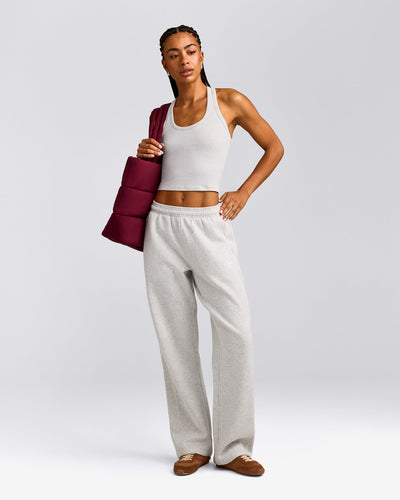 Foundations Cosy Straight Leg Joggers | Light Grey Marl