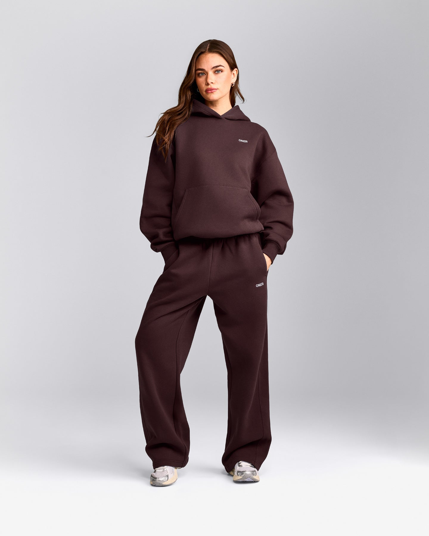 Foundations Cosy Straight Leg Joggers | Plum Brown