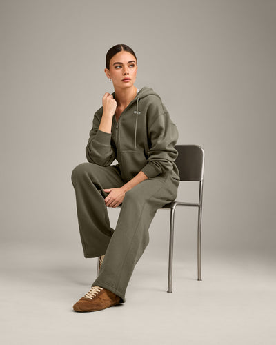 Foundations Cosy Zip Through Hoodie | Alpine Green