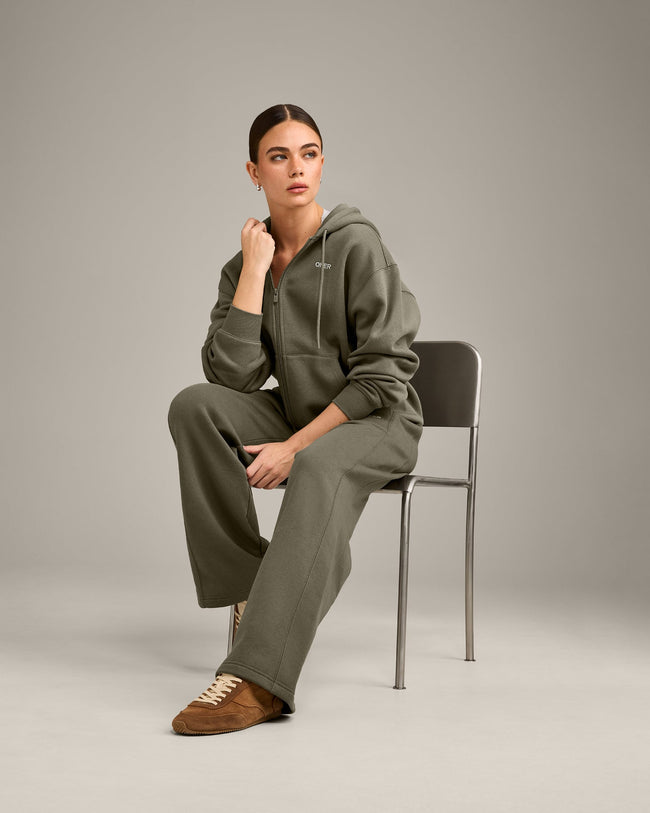Foundations Cosy Zip Through Hoodie | Alpine Green