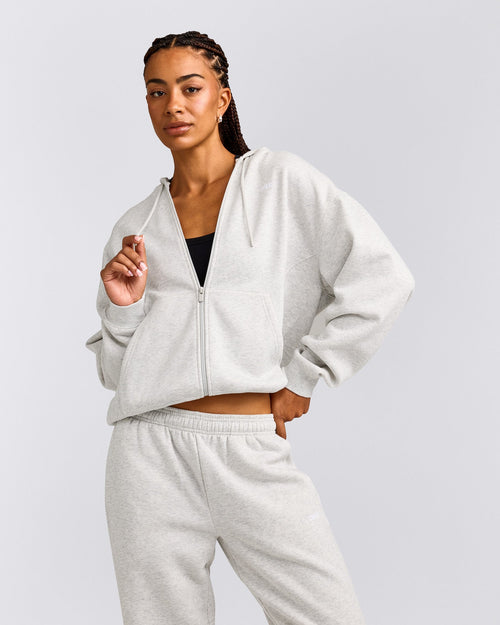 Foundations Cosy Zip Up Hoodie | Light Grey Marl