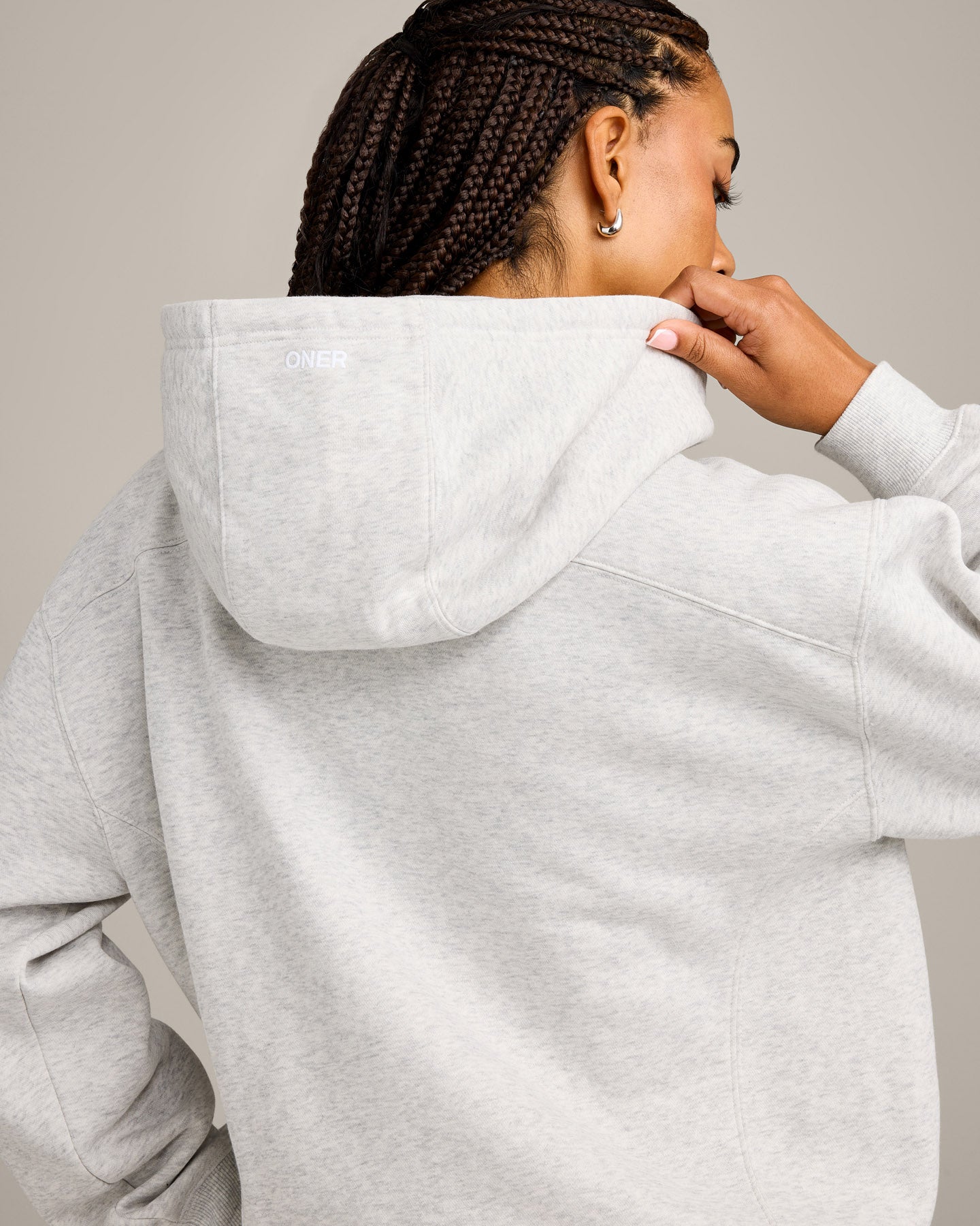 Foundations Cosy Zip Through Hoodie | Light Grey Marl