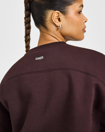 Foundations Crew Neck Sweatshirt with Grey Logo | Plum Brown