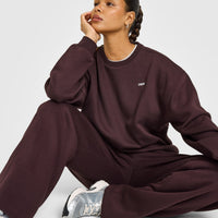 Foundations Crew Neck Sweatshirt with Grey Logo | Plum Brown