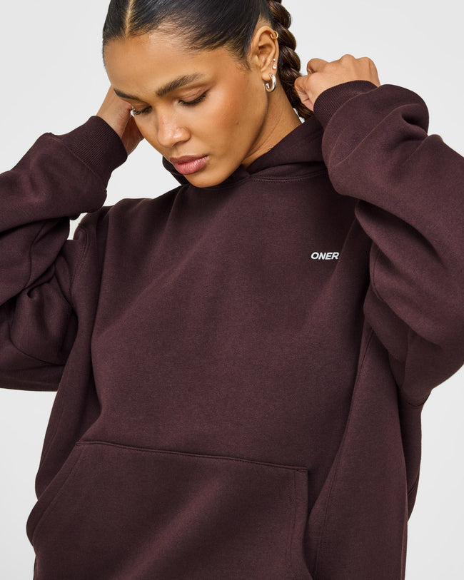 Foundations Hoodie with Grey Logo | Plum Brown