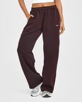 Foundations Straight Leg Joggers with Grey Logo | Plum Brown