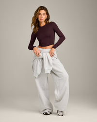 Mellow™ Motion Crew Neck Long Sleeve Mid Top | Plum Brown