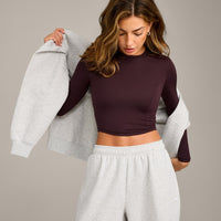 Mellow™ Motion Crew Neck Long Sleeve Mid Top | Plum Brown