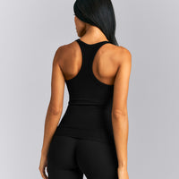 Mellow™ Rib Racer Back Vest with Built in Bra Shelf | Black