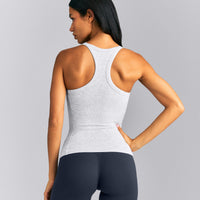 Mellow™ Rib Racer Back Vest with Built in Bra Shelf | Light Grey Marl