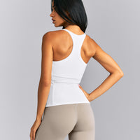 Mellow™ Rib Racer Back Vest with Built in Bra Shelf | White