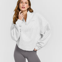 Mid Weight 1/4 Zip Sweatshirt | Light Grey Marl