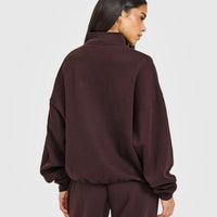 Mid Weight 1/4 Zip Sweatshirt | Plum Brown