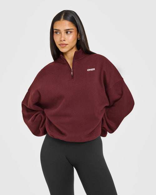 Oner Modal Mid Weight 1/4 Zip Sweatshirt | Rosewood