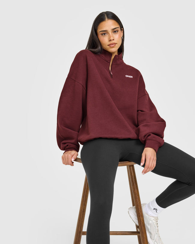 Mid Weight 1/4 Zip Sweatshirt | Rosewood