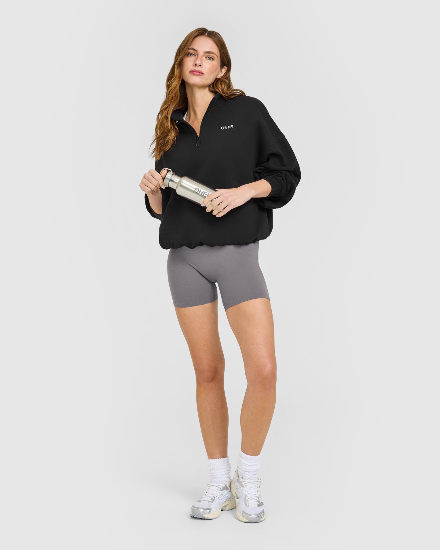 Mid Weight 1/4 Zip Sweatshirt | Soft Black