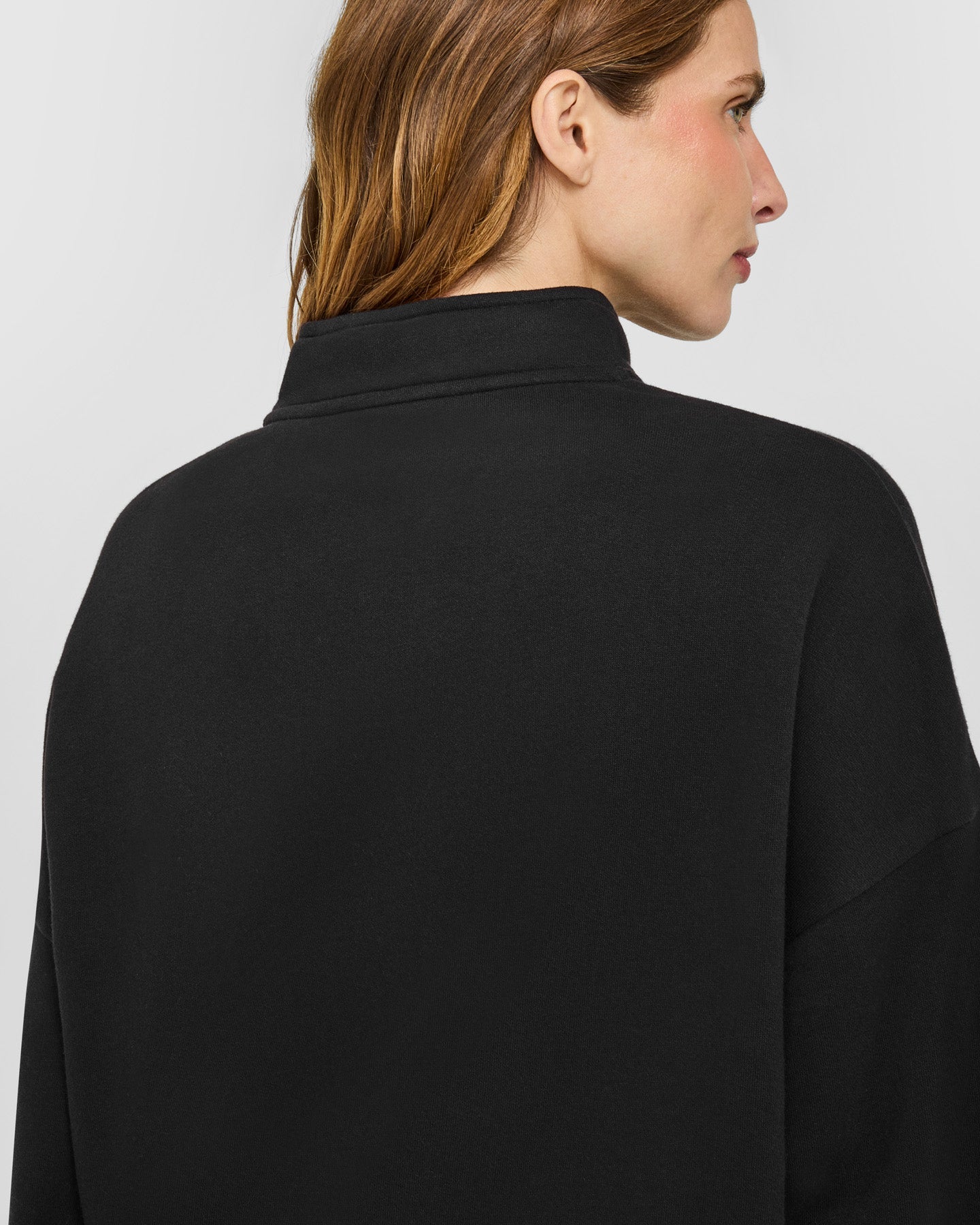 Mid Weight 1/4 Zip Sweatshirt | Soft Black