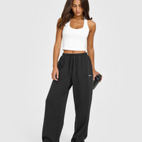 Mid Weight Relaxed Straight Leg Joggers | Soft Black