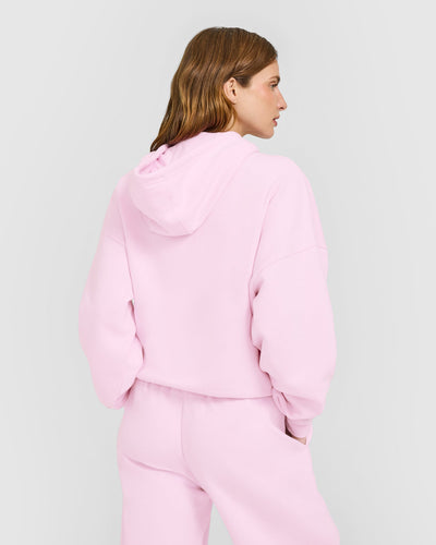 Mid Weight Relaxed Zip Through Hoodie | Chalk Pink