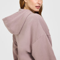 Mid Weight Relaxed Zip Through Hoodie | Dusty Purple