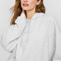 Mid Weight Relaxed Hoodie | Light Grey Marl