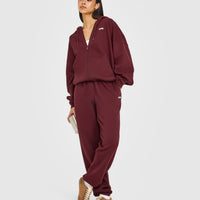 Mid Weight Relaxed Zip Through Hoodie | Rosewood