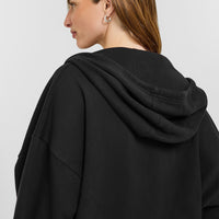 Mid Weight Relaxed Zip Through Hoodie | Soft Black