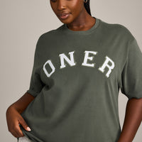 Oversized Oner Girlfriend Washed T-Shirt | Washed Dark Khaki
