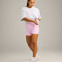 Oversized Oner Girlfriend Washed T-Shirt | Light Grey Marl/Chalk Pink